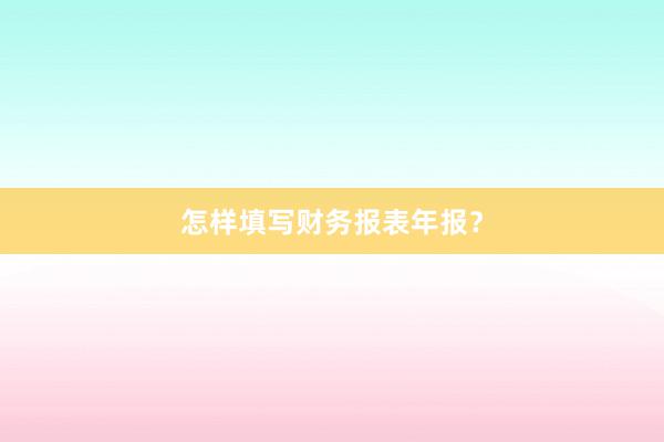 怎样填写财务报表年报？